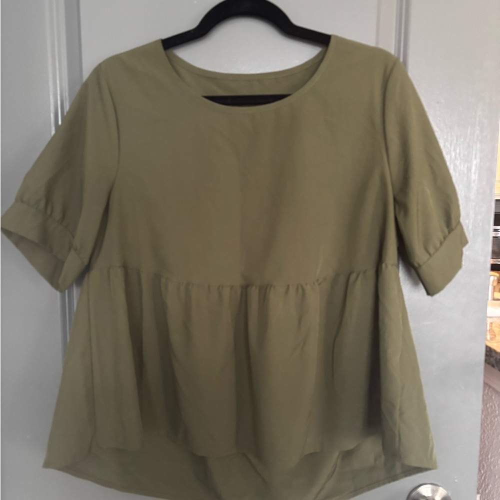 Olive Green Women's Peplum Blouse